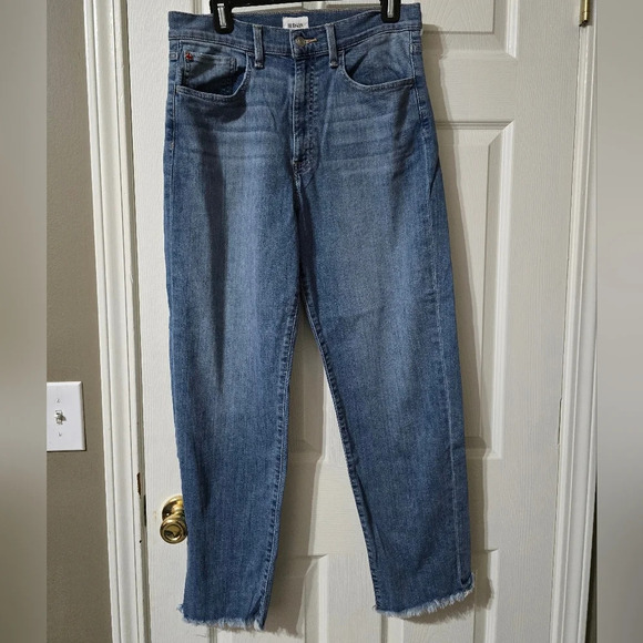 Hudson Kass Stella Straight Crop Light Wash Jeans, Frayed Hem, High Rise, EUC! - Picture 2 of 13